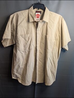 VTG 90s Sunbelt Deadstock NWT Tan Cotton Button Up Work Shirt Mens Large